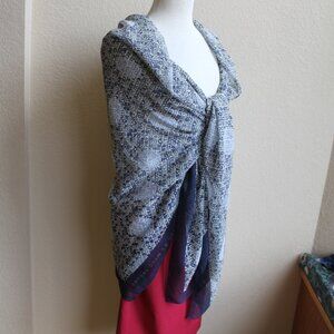 Marc Jacobs Navy Blue Silk Large Scarf Wrap